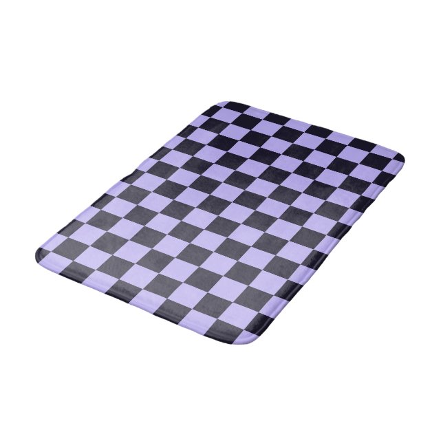 Acid green black chequerboard pattern bath mat (Angled)