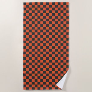 Acid green black chequerboard pattern beach towel