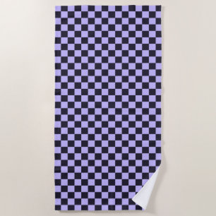 Acid green black chequerboard pattern beach towel