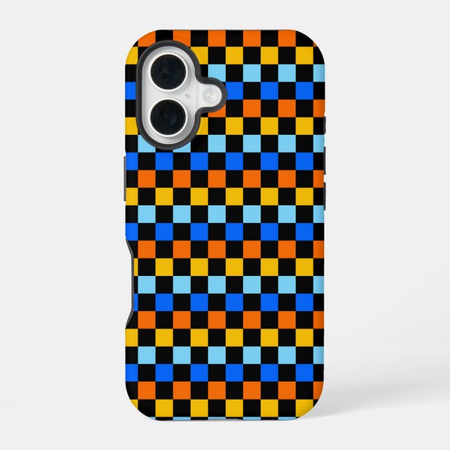 Acid green black chequerboard pattern Case-Mate iP iPhone 16 Case (Back)