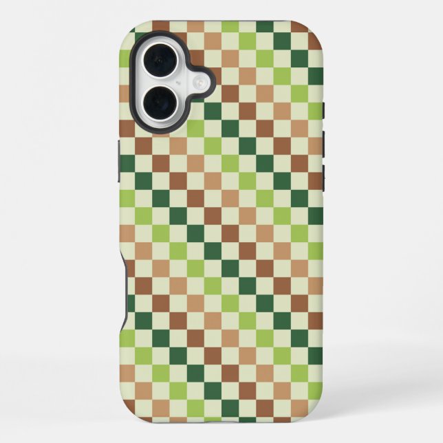 Acid green black chequerboard pattern Case-Mate iP iPhone Case (Back)