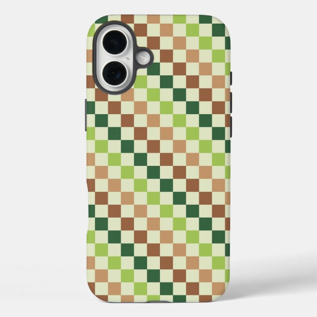 Acid green black chequerboard pattern Case-Mate iP iPhone Case (Back)