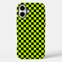 Acid green black chequerboard pattern