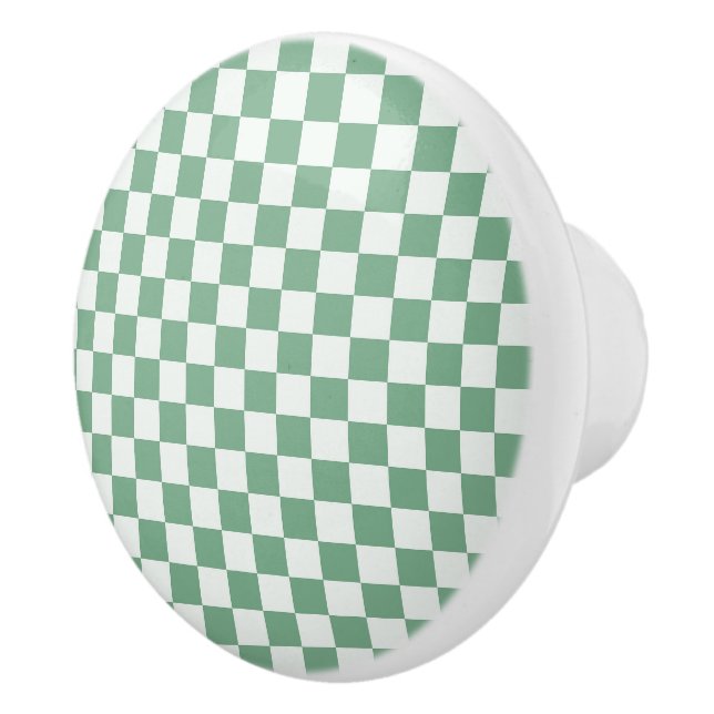 Acid green black chequerboard pattern ceramic knob (Right)