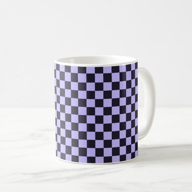 Acid green black chequerboard pattern coffee mug (Front Right)