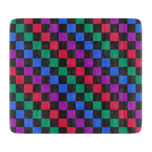 Acid green black chequerboard pattern cutting boar board
