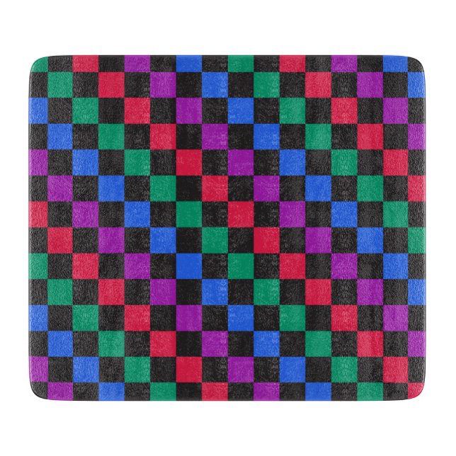 Acid green black chequerboard pattern cutting boar board (Front)