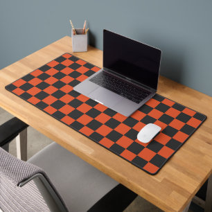 Acid green black chequerboard pattern desk mat