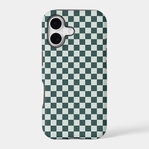 Acid green black chequerboard pattern iPhone case