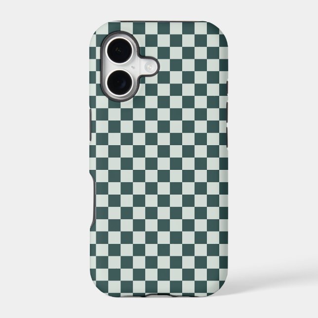 Acid green black chequerboard pattern iPhone case (Back)