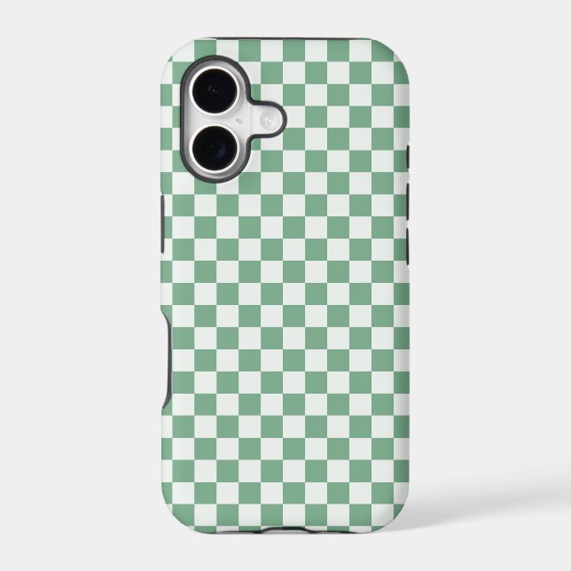 Acid green black chequerboard pattern iPhone case (Back)