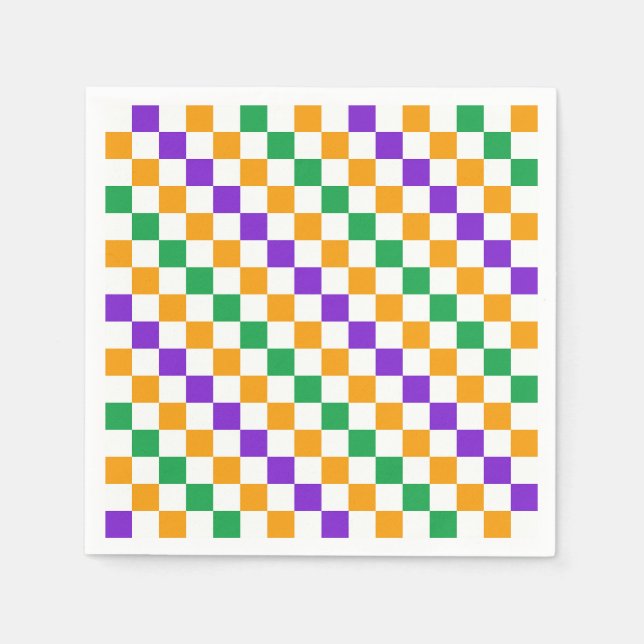 Acid green black chequerboard pattern napkins (Front)