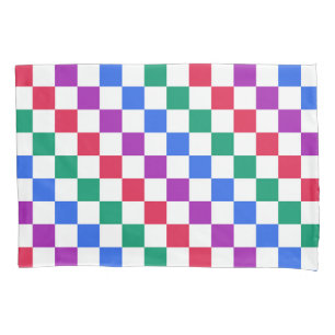 Acid green black chequerboard pattern pillow case