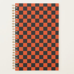 Acid green black chequerboard pattern planner