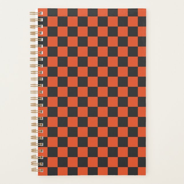 Acid green black chequerboard pattern planner (Front)