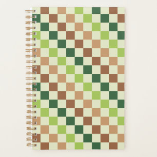 Acid green black chequerboard pattern planner