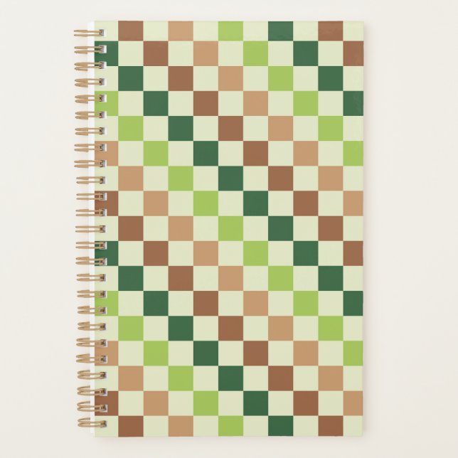 Acid green black chequerboard pattern planner (Front)