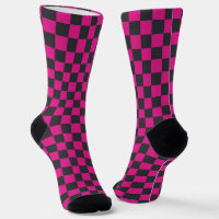 Acid green black chequerboard pattern socks