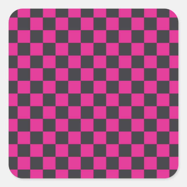 Acid green black chequerboard pattern square stick sticker (Front)