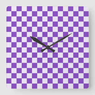 Acid green black chequerboard pattern square wall clock