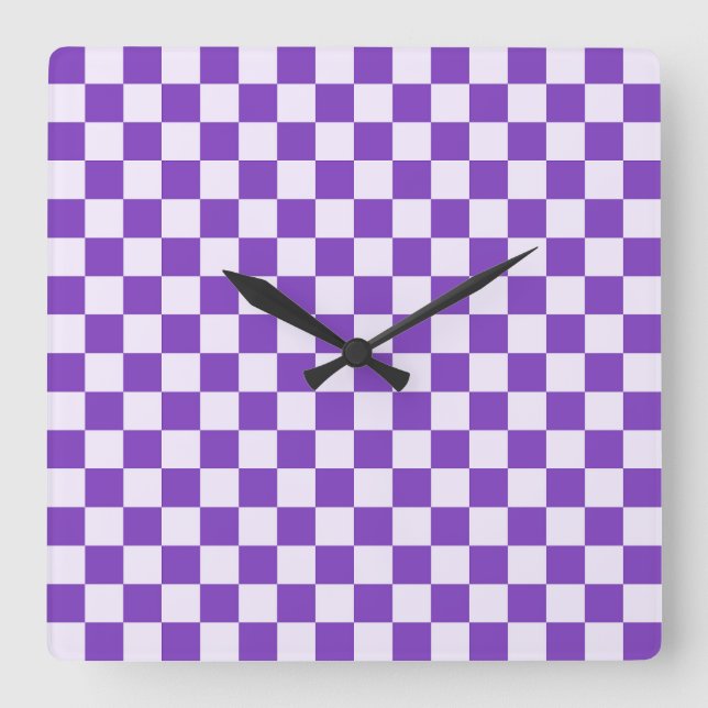 Acid green black chequerboard pattern square wall clock (Front)