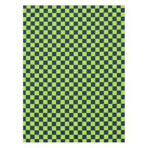 Acid green black chequerboard pattern tablecloth