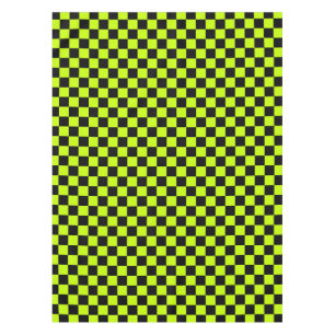 Acid green black chequerboard pattern tablecloth