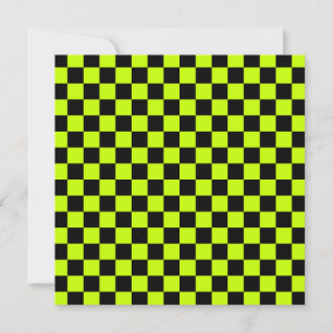 Acid green black chequerboard pattern thank you card