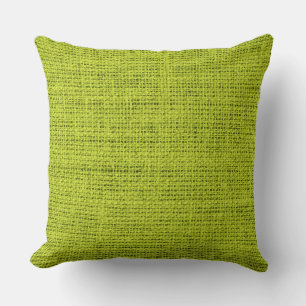Acid green burlap linen background cushion