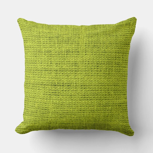 Acid green burlap linen background cushion (Front)