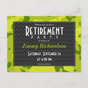 Acid Green Camo; Retirement Party Invite