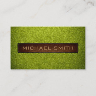 Acid green Leather Look Professional Business Card