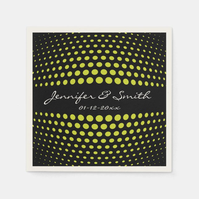 Acid green polka dots pattern napkin (Front)