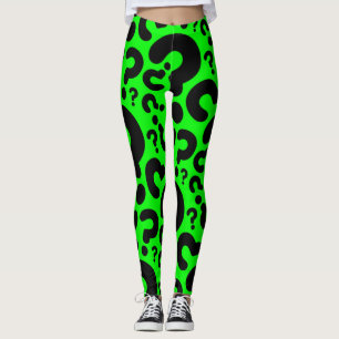 acid green question mark halloween leggings