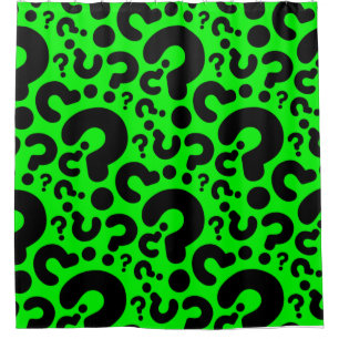 acid green question mark halloween shower curtain