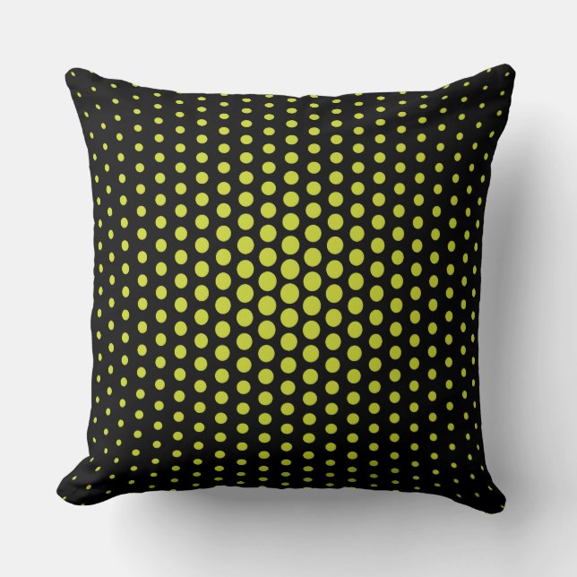 Acid Green Techno Dots Modern Black Cushion (Front)