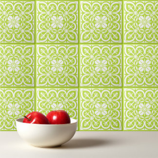 Acid Lime and white Portuguese Mediterranean Ceramic Tile