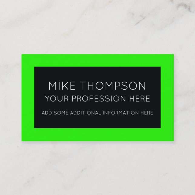 acid neon green colour & black, modern business card (Front)