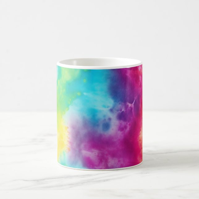 Acid neon rainbow tie dye coffee mug (Center)
