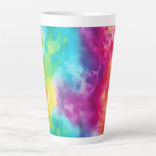 Acid neon rainbow tie dye latte mug