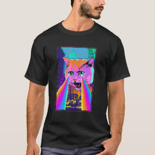 Acid Pixie Laser Cat in the City Psychedelic Tripp T-Shirt