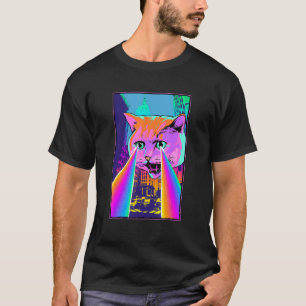 Acid Pixie Laser Cat in the City Psychedelic Tripp T-Shirt