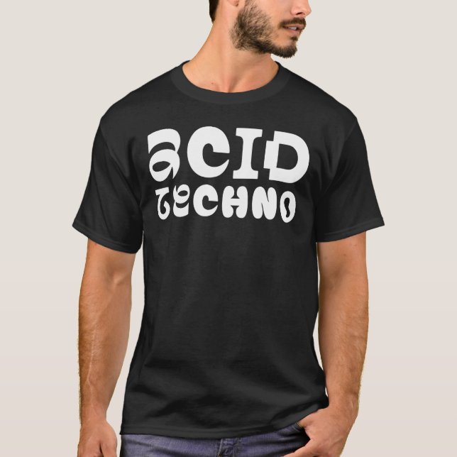Acid Techno Pulse Typography T-Shirt (Front)