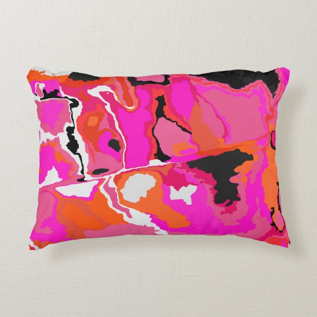 Acid Vivid Digital Psychedelic Bright Background.  Decorative Cushion (Front)