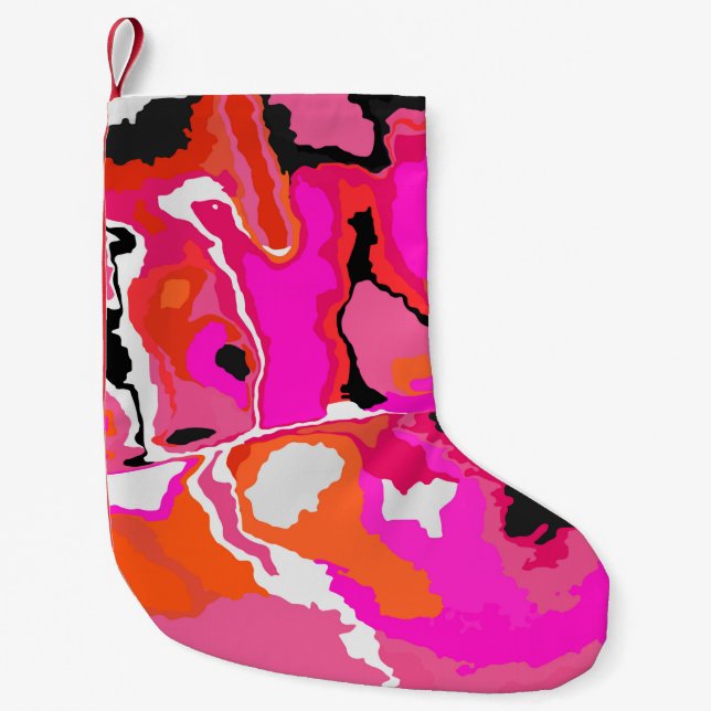 Acid Vivid Digital Psychedelic Bright Background.  Small Christmas Stocking (Front)