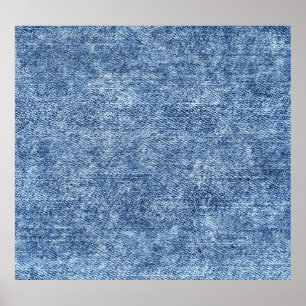 Acid wash blue denim, close-up texture. poster