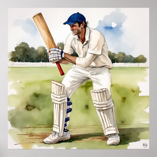 Acknowledging A Tonne - Archival Cricket Print (Front)