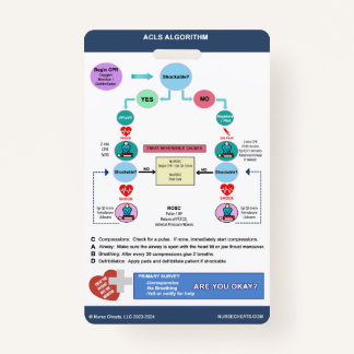 ACLS Algorithm by Nurse Cheats® ID Badge