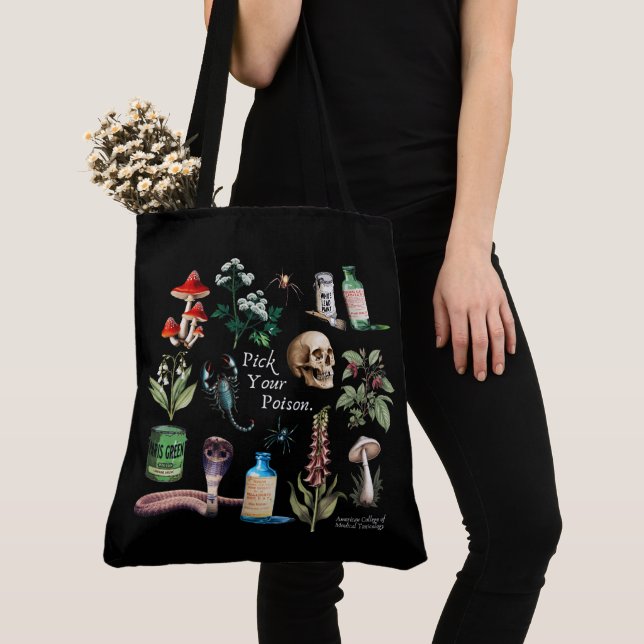 ACMT Vintage Pick Your Poison Black Tote (Close Up)