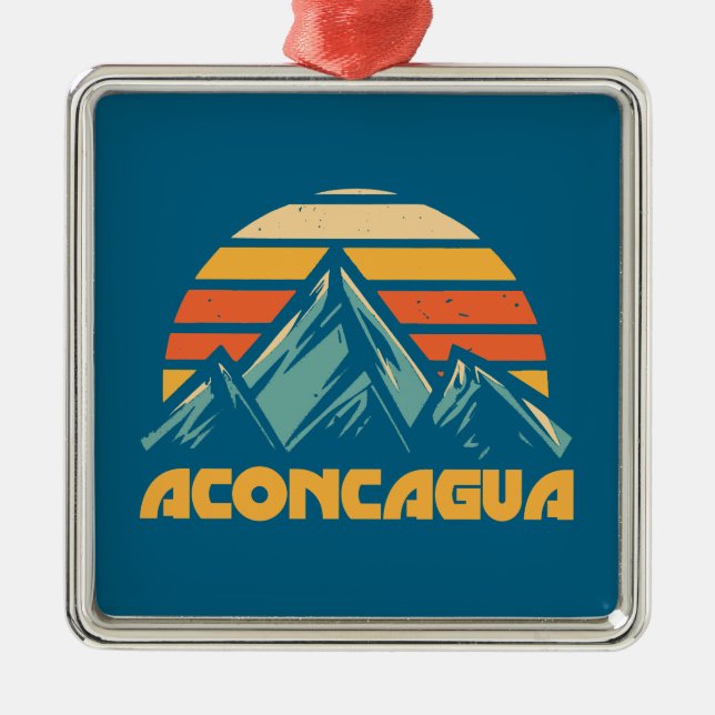 Aconcagua Retro Turquoise Metal Ornament (Front)